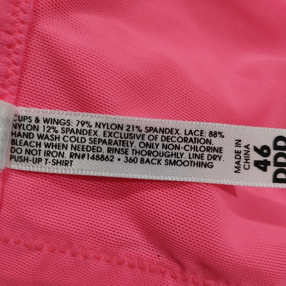Torrid Curve 360 Back Smoothing Push Up T-shirt Bra 46ddd Hot Pink - Picture 8 of 8